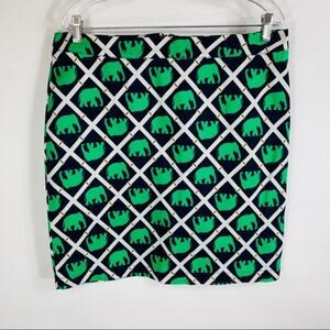 Elephant Bamboo Print Mini Skirt Green Blue 12